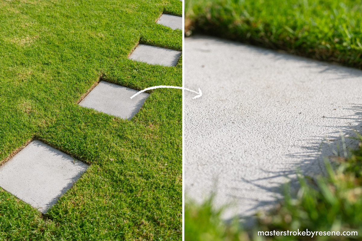 close of pavers painted with textured grip paint